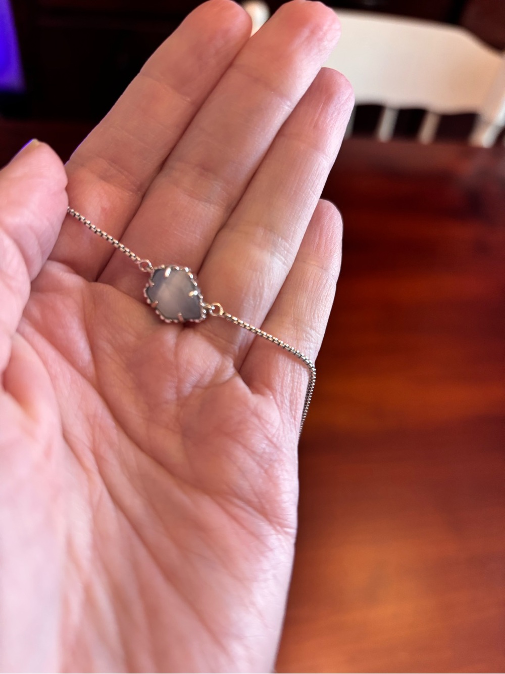 Kendra Scott Silver Necklace with White Faceted Pendant - Picture 2 of 4